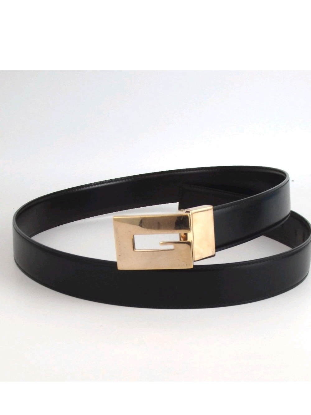 Gucci Black Leather Belt with Gold G Buckle